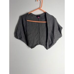 GLO Womens Small Gray Metallic Knit Shrug‎ Cropped Open Front Bolero Sweater